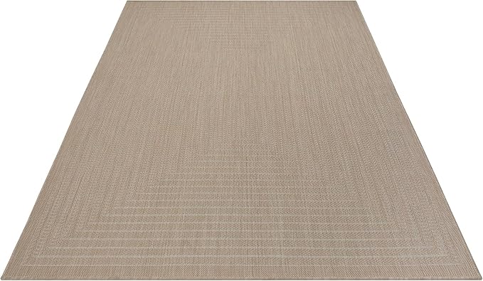 Adiva Rugs Outdoor Indoor Area Rug, Weather Resistant, Easy to Clean, Stain Resistant Floor Mat for Dining Room, Backyard, Deck, Patio (Natural Beige, 9' x 12')