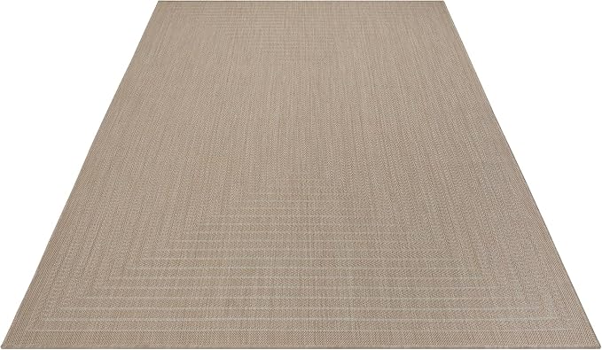 Adiva Rugs Outdoor Indoor Area Rug, Weather Resistant, Easy to Clean, Stain Resistant Floor Mat for Dining Room, Backyard, Deck, Patio (Natural Beige, 6' x 9')