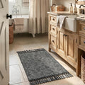 Collive Black Bathroom Rug, 2' x 3' Hand-Woven Washable Small Kitchen Rugs, 45% Cotton, 45% Polyester, 10% Viscose - Cotton Reversible Entryway Rug Modern Farmhouse Carpet for Foyer Bedroom Back Door