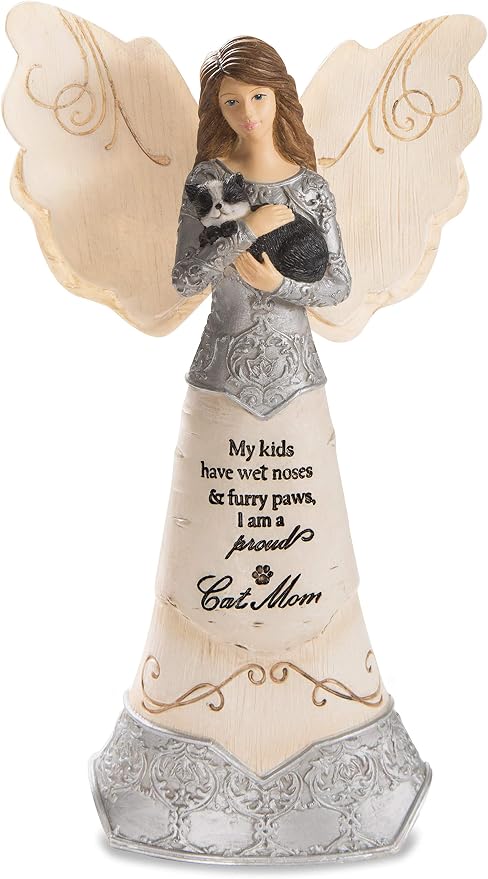 Pavilion Gift Company - My Kids Have Wet Noses & Furry Paws - Cat Mom - 6 Inch Collectible Angel Figurine