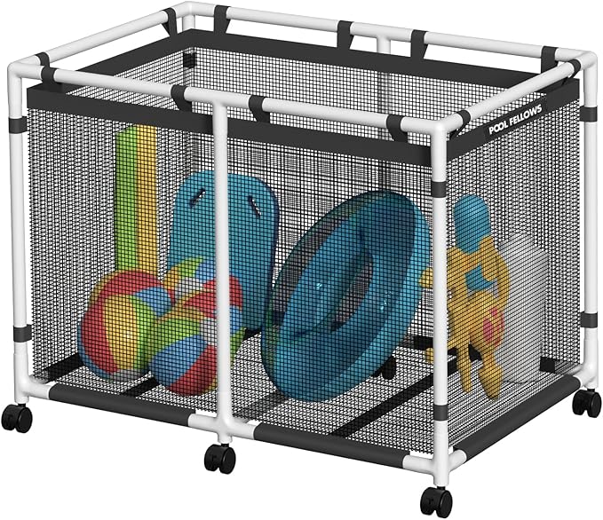 214-Gallon Pool Storage Bin for Swim Gear, Max Style | UV & Tear-Resistant Textilene, Easy Setup, Pool Toys, Floats & Towels Organizer, Up to 110 lb, 6 Locking Wheels