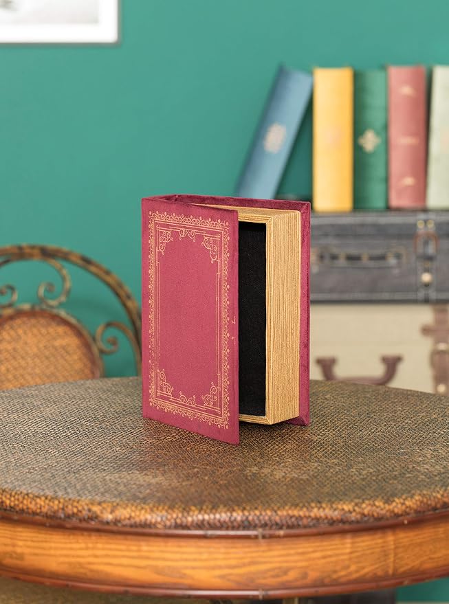 Vintiquewise Decorative Vintage Book Shaped Trinket Storage Box - Red