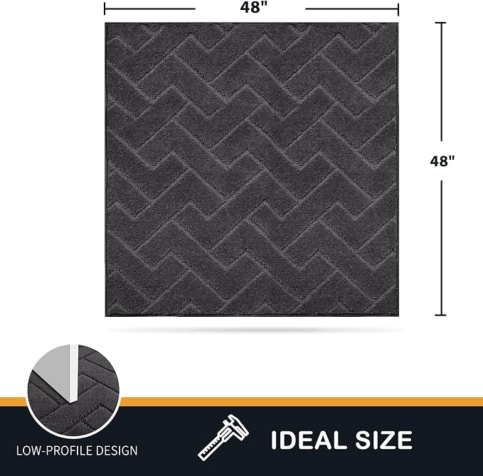 PURRUGS Dirt Trapping Door Mat 48" x 48", Non-Slip Machine Washable Entry Rug, Dog Doormat, Indoor Front Door Mat, Super Absorbent Entryway Rug for Muddy Shoes & Paws, Charcoal