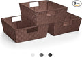 Sorbus Set of 3 Large Woven Storage Baskets – Mesh Hand-Woven Baskets for Organizing, Fabric Storage Bins for Linen Closet Organizer, Storage Baskets for Shelves and Home Organization (Chocolate)