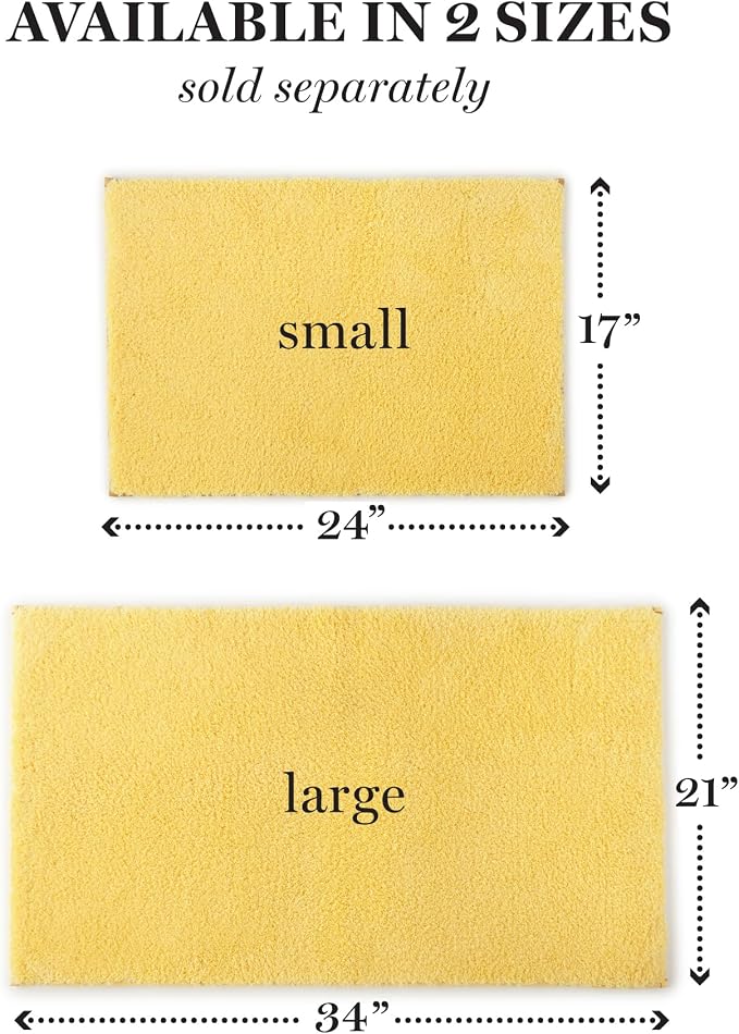 MARTHA STEWART Drylon Microfiber Bath Rug - 1 Piece, Ultra Soft Plush, Non-Slip, Thick, Washable Bathroom Rugs, Home Decor Accessories, Household Essentials, Small Bath Mat, 17" x 24", Yellow