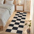 COZYLOOM Checkered Area Rug 2x8 Runner Rug for Hallway Non Slip Stain Resistant Rugs for Kitchen Modern Geometric Non Shedding Low Pile Door Mats for Bathroom, Bedroom, Entryway, Laundry Room, Black