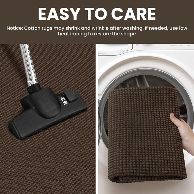 IOHOUZE Washable Runner Rug 2x6 Non Slip Runners for Hallways Entryway Runner Indoor, Kitchen Rugs Woven Cotton Floor Carpet for Kitchen Hall Entrance Bedroom, Brown