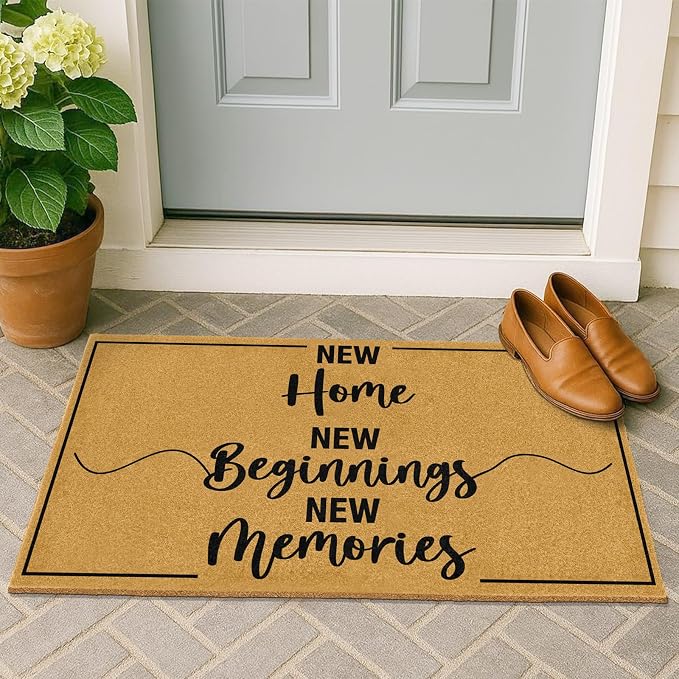 Coir Door Mat for Outside Entrance Welcome Mats for Front Door Home Floor Doormat for Patio with Heavy Duty Backing Anti-Slip Rug New Home Decor Sign Housewarming Gift for Family Friends 16.9"x29.9"