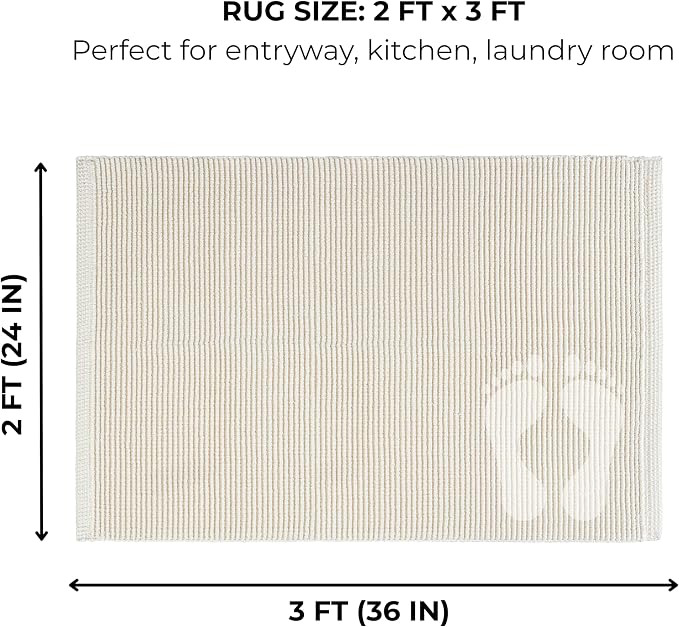 THE BEER VALLEY Woven Entryway Rug 2x3 Feet - Ivory | Non Slip Kitchen Indoor Throw Door Mat for Bedroom, Washable Outdoor Low Pile Patio Cream Rugs