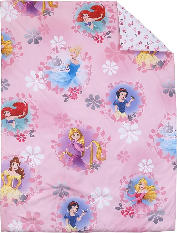 Disney Pretty Princess Toddler Bed, 4 Piece Set, Pink