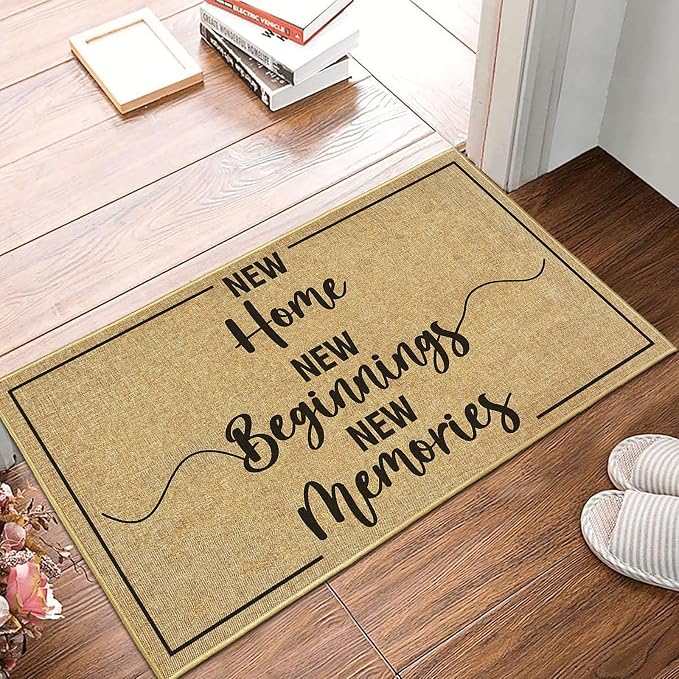 Welcome Door Mat Home Mats for Front Door Indoor Outdoor Entrance with Non-Slip Backing Housewarming Gifts New Home Decor Sign for Family Friends New Beginnings House Gift Idea for Floor 16.9"x29.9"