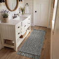 Collive Bathroom Runner Rug, 2' x 5' Modern Farmhouse Kitchen Runner Rug Hand-Woven Entryway Rugs Runners for Hallway, Gray Boho Washable Laundry Carpet Indoor Front Door Mat for Bedroom Decor