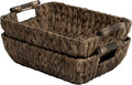 StorageWorks Wicker Baskets for Organizing, Woven Basket with Wooden Handles, Wicker Storage Baskets, Brown, 2-Pack