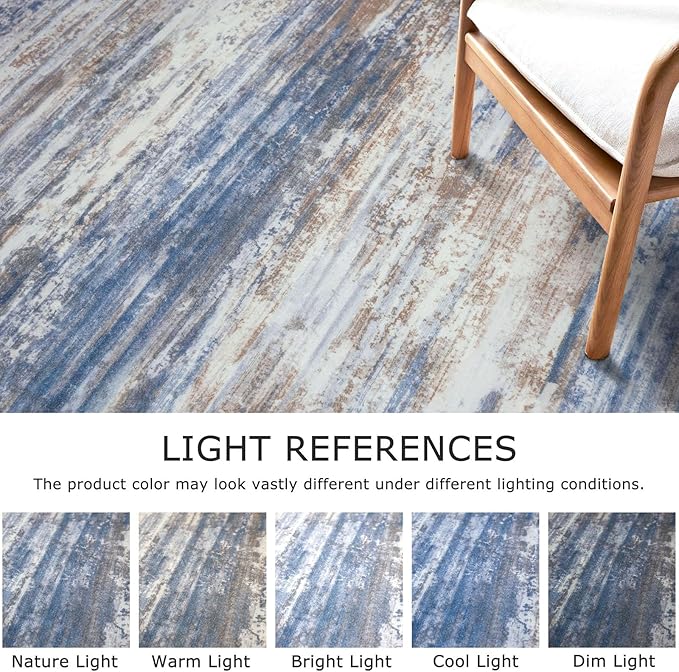 KOZYFLY 3x10 Ft Rug Modern Ombre Runner Rug for Hallway, Washable Kitchen Rugs Non-Slip Soft Striped Entryway Rug, Print Blue Rust Abstract Carpet for Laundry Nursery