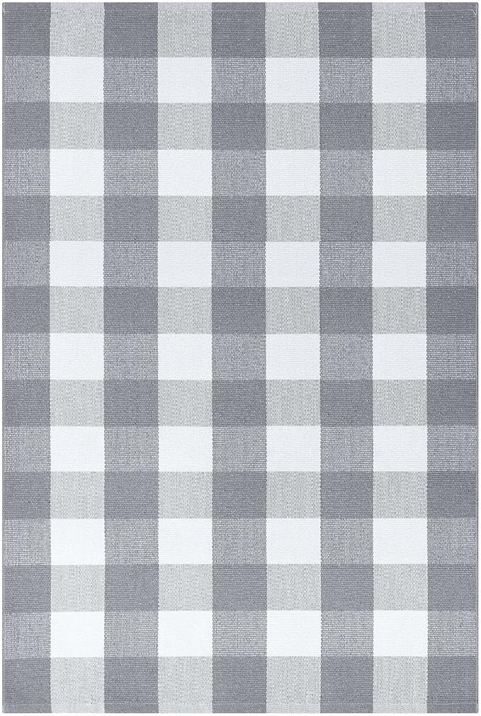 KOZYFLY Buffalo Plaid Area Rugs 3x5 Grey and White Washable Front Door Mat Woven Cotton Indoor Outdoor Rug for Front Porch Kitchen Entryway Patio Farmhouse Checkered Doormat
