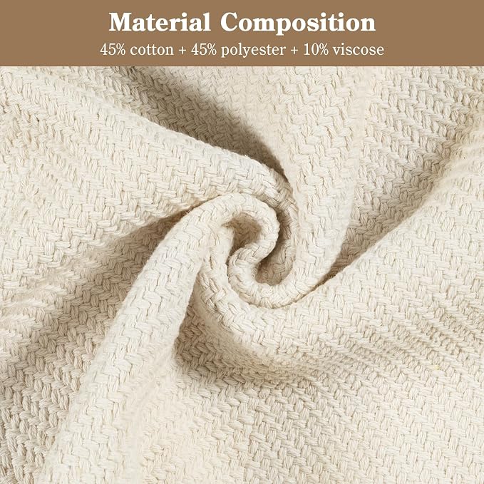 Collive Boho Living Room Area Rugs, 5 X 8 ft Washable Moder Woven Cotton Bedroom Rug, White Farmhouse Braided Carpets for Dining Room Nursery Room Dorm Patio Balcony Decor