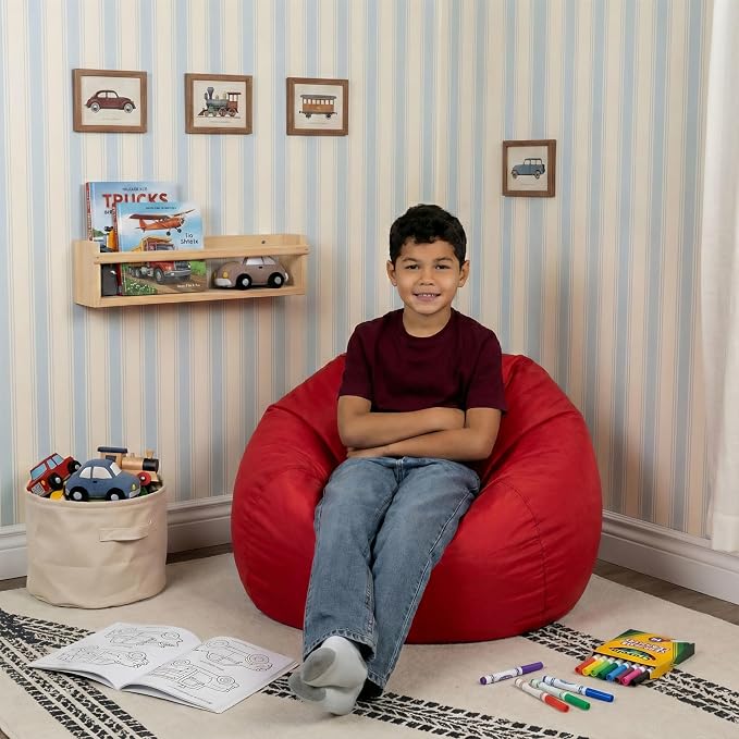 Big Joe Classic Bean Bag Chair for Kids Bedroom and Reading Nook, Easy-Clean Red, Durable Nylon Polyester Blend, 2 feet Refillable | 2 feet, Smartmax Fabric, Polystyrene Bean Filled, Refillable, Nylon Polyester, Safe for Kids Ages 3+, Supports Up to 25...