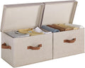StorageWorks Fabric Storage Bins with Lids, Large Closet Storage Bins | Flip-Top Lid, 3 Handles, Collapsible, Stackable, for Clothes Blankets, Multi-Purpose, Large, Brown and Beige, 2-Pack