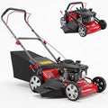 131cc Gas Lawn Mower, 18 Inch 3-in-1 Push Mower with Grass Bag | 3-in-1 Mulching, Rear Bag & Side Discharge; 50L Grass Catcher, Adjustable Cutting Height, Foldable Handle