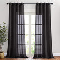 NICETOWN Black Curtains Linen Sheer Textured, Grommet Semi Sheer Linen Blend by NICETOWN