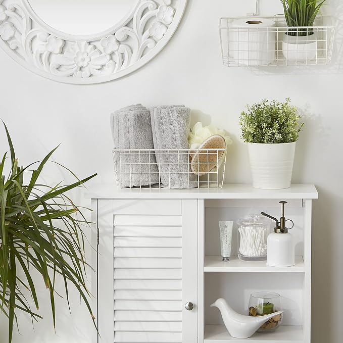 DII Farmhouse Vintage Decor, Wire Wall Basket, Small, Antique White, 2 Piece