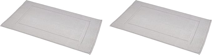 Amazon Basics Banded Bathroom Bath Rug Mat, Machine Washable, 100% Cotton, 31" x 20", Light Gray (Pack of 2)