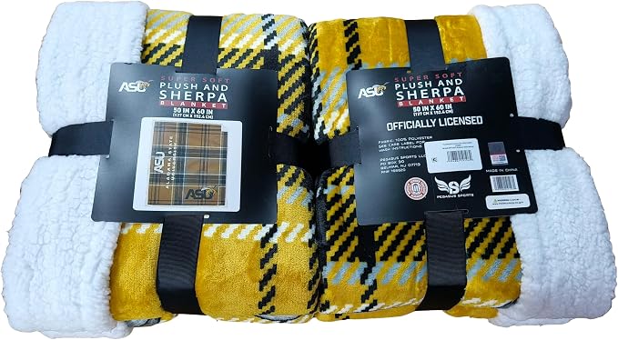 NCAA Alabama State Hornets Playmaker Plaid Ultra Cozy Sherpa Throw