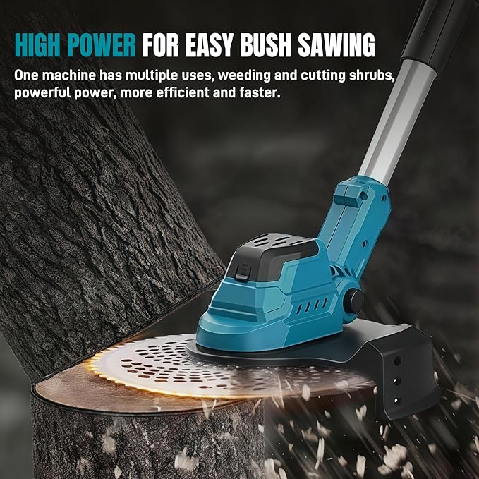 Electric Weed Wacker with Wheel Brushless Cordless Weed Eater Battery Powered| 60 Minute Battery Life | Silent Design, One Click Start | Suitable for Small and Medium-Sized Lawns