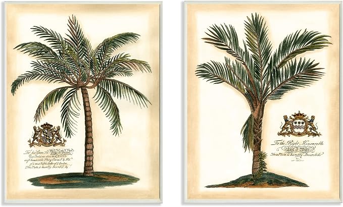 Stupell Home Décor British Colonial Palms 2pc Wall Plaque Art Set, 10 x 0.5 x 15, Proudly Made in USA