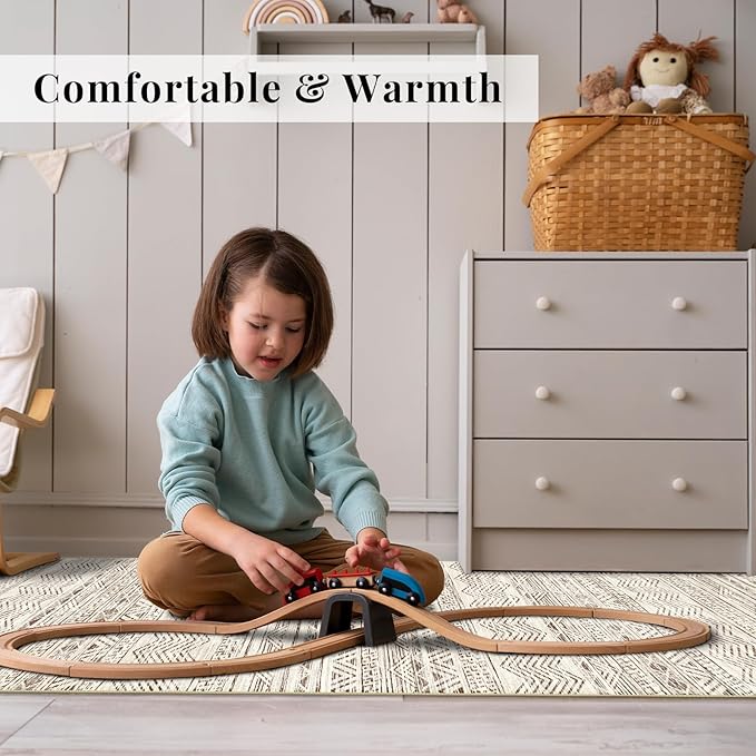 3x10 Washable Hallway Runner Rug - Moroccan Non-Slip Long Runners for Entryway Soft Modern Geometric Low-Pile Rugs for Kitchen Waterproof Neutral Carpet for Bedrooom Bathroom Laundry 3x10 Beige
