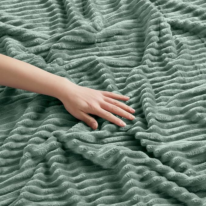 Nestl Green Throw Blanket for Couch - Cozy Warm Fuzzy Blankets for Women, Plush Small Fleece Throws for Girls - Sage Green, 50 x 60 Inches