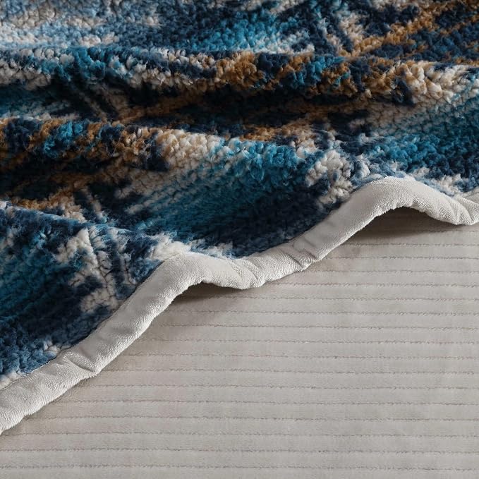 Wrangler - Blanket, Super Soft Sherpa Bedding with Corduroy Reverse, Yellowstone Inspired Throw Blanket for Couch or Bed (Frontier Turquoise, 50" x 60")