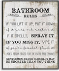 Rustic Bathroom Rules Humor, 16 x 20 Inch Framed Giclée Print