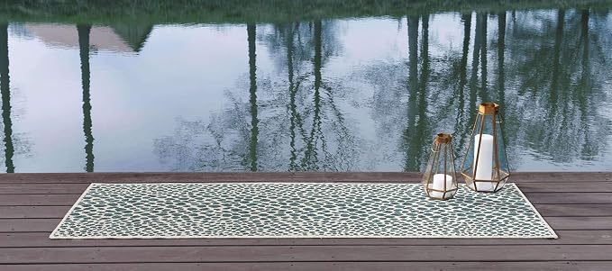 Unique Loom Outdoor Collection Area Rug - Cape Town (2' x 6' 1' Runner, Teal/ Ivory)