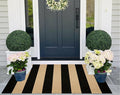 Striped Layering Rug 27.5"x43",Black and Tan Farmhouse Front Porch Mat Cotton Woven Washable Entryway Rug Indoor Outdoor Front Door Mat for Porch/Entryway/Home Entrance Decor