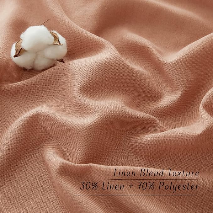 NICETOWN Terracotta Linen Kitchen Curtains 36 inch Length, Decorative Thick Flax Small Window Treatments Privacy Assured with Light Filtering for Bedroom/Bathroom, W55 x L36, 2 Panels