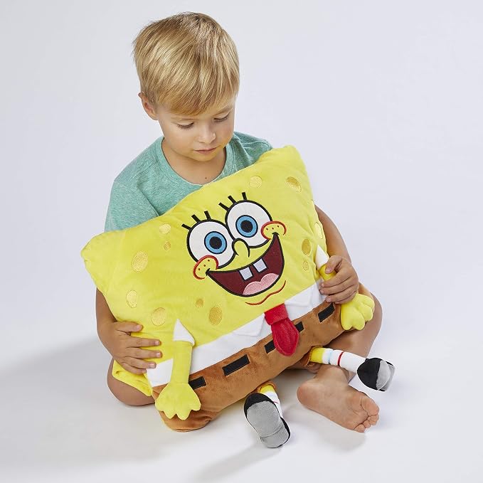 Pillow Pets Nickelodeon Spongebob Squarepants, 16" Plush Toy | Soft Plush Pillow Companion, Unfastens into a Cozy Pillow at Night, Machine Washable, BPA and Phthalates Free
