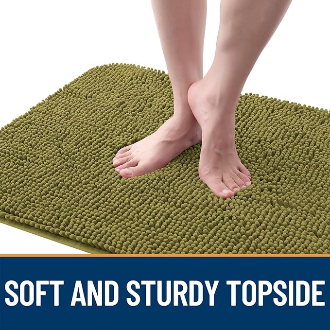 OLANLY Dog Door Mat for Muddy Paws 47x24, Absorbs Moisture and Dirt, Absorbent Non-Slip Washable Doormat, Quick Dry Chenille Mud Mat, Entry Indoor Entryway Carpet for Inside Floor, Willow Green
