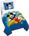 Jay Franco Duvet Cover Set – 2 Piece Comforter Cover and Sham Set, Super Soft Cozy Kids Bedding (Insert Not Included) Blue - Mickey Mouse, Twin
