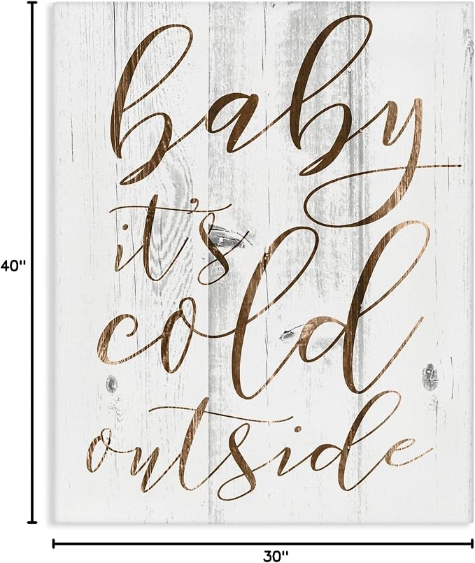 Stupell Industries 'Baby Its Cold Outside Cursive'| Canvas Art | Stupell Industries | 30 x 40 Inches, Easy to Hang and Sturdy, Made in USA, by Lil' Rue
