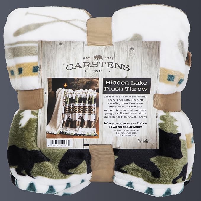 Carstens, Inc. Ultra Premium Super Soft Plush Sherpa Fleece Oversized Throw Blanket 54" x 68", Hidden Lake