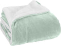 Elegant Comfort Luxury Ultra-Plush Velvet Touch Fleece Throw Soft, Warm, Cozy| Micromink Sherpa-Backing Reversible Blanket for Bed, Sofa and Couch, Solid Mint Green