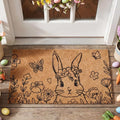 Ceenna Easter Bunny Coir Doormat Outdoor Easter Welcome Door Mat Spring Floral Bunny Floor Door Mat Rabbit Rugs for Front Porch Decor Gifts