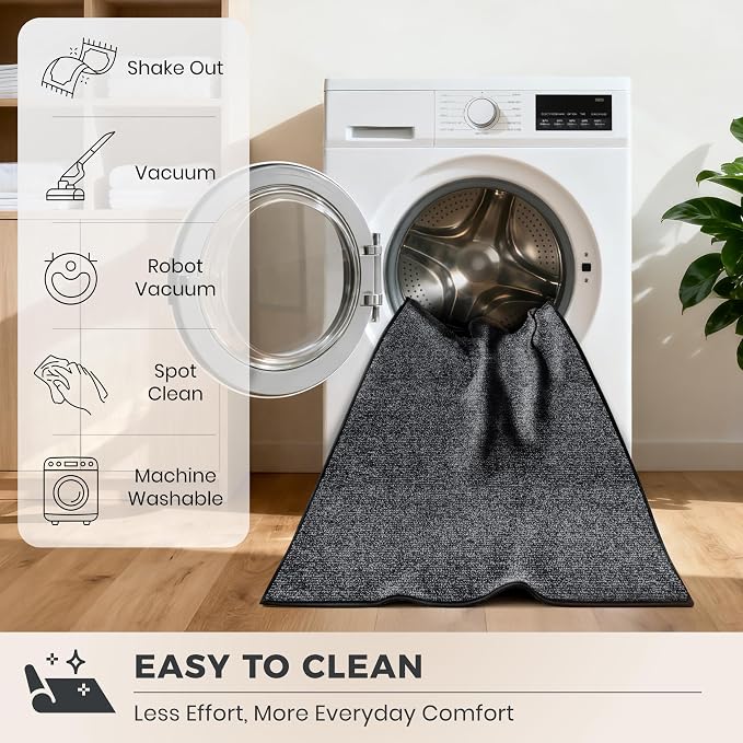 PURRUGS Dirt Trapping Door Mat 34" x 59", Non-Slip Machine Washable Entry Rug, Entrance Mat, Indoor Front Door Mat, Super Absorbent Entryway Rug for Muddy Shoes & Paws, Heathered Charcoal