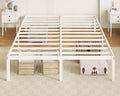 Allewie Full Size Bed Frame, 14 inch Metal Beds with Storage Space, Beige | Heavy-Duty Metal Platform Beds, Large Under-Bed Storage Space, No Box Spring Needed, Easy Assembly