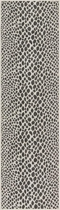 Unique Loom Outdoor Collection Area Rug - Cape Town (2' x 7' 1" Runner, Black/ Ivory)