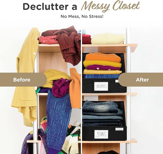 VIVIDECOR Open Front Trapezoid Closet Bins, Closet Shelf Organizer, 3 Pack