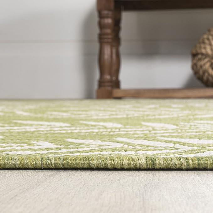 JONATHAN Y Palm Frond Indoor Outdoor Area Rug 3X5 Green/Cream, Nevis for Backyard, Patio, Porch, Easy-Cleaning, High Traffic, Pet-Friendly, Non-Shedding (SMB119D-3)