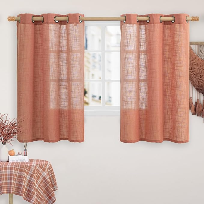 LAMIT Natural Linen Semi Sheer Curtains 48 Inch by LAMIT