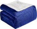 Elegant Comfort Ultra Soft Reversible Flannel Sherpa Blanket - Cozy Silky Fleece Throw for Couch, Bed - Plush Fuzzy Warm Winter Blanket for Gift, Full, Royal Blue